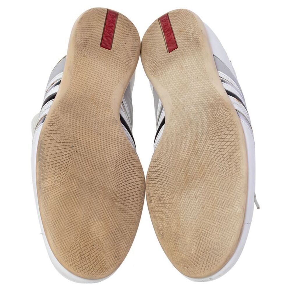 Prada White Leather Low Top Sneakers Size 44 - Picture 6 of 7